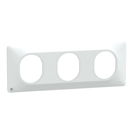 Plaque de finition Ovalis entraxe 71 mm S300706 blanc antibactérien 3 postes horizontal Plaque de finition Ovalis entraxe 71 mm S300706 blanc antibactérien 3 postes horizontal