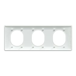 Plaque de finition Ovalis entraxe 71 mm S300706 blanc antibactérien 3 postes horizontal
