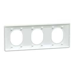 Plaque de finition Ovalis entraxe 71 mm S300706 blanc antibactérien 3 postes horizontal