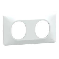 Plaque de finition Ovalis entraxe 71 mm S320704 blanc 2 postes horizontal