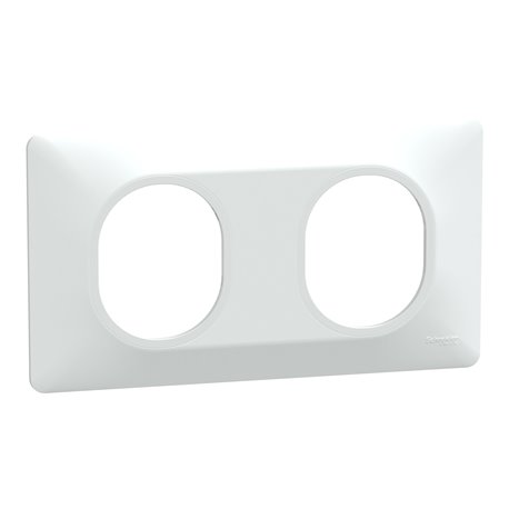Plaque de finition Ovalis entraxe 71 mm S320704 blanc 2 postes horizontal Plaque de finition Ovalis entraxe 71 mm S320704 blanc 2 postes horizontal