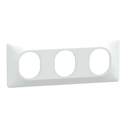 Plaque de finition Ovalis entraxe 71 mm S320706 blanc 3 postes horizontal