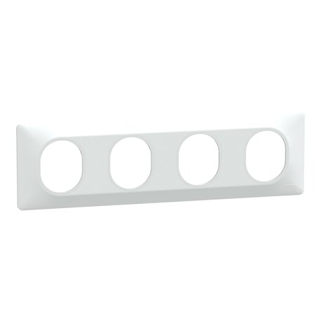 Plaque de finition Ovalis entraxe 71 mm S320708 blanc 4 postes horizontal