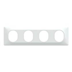 Plaque de finition Ovalis entraxe 71 mm S320708 blanc 4 postes horizontal