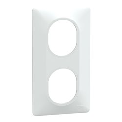 Plaque de finition Ovalis entraxe 71 mm S320724 blanc 2 postes vertical
