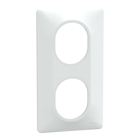 Plaque de finition Ovalis entraxe 71 mm S320724 blanc 2 postes vertical Plaque de finition Ovalis entraxe 71 mm S320724 blanc 2 postes vertical