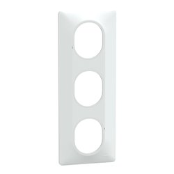 Plaque de finition Ovalis entraxe 71 mm S320726 blanc 3 postes vertical