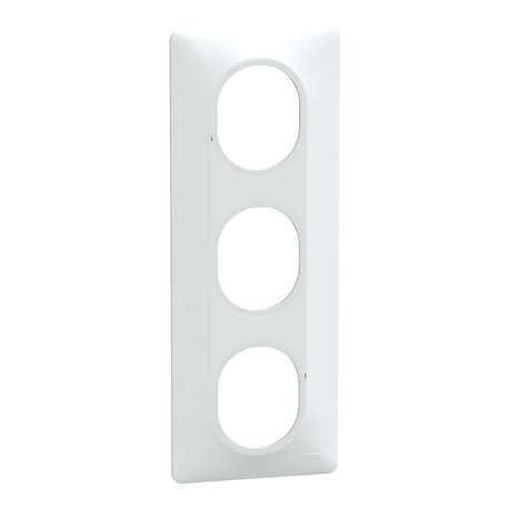 Plaque de finition Ovalis entraxe 71 mm S320726 blanc 3 postes vertical Plaque de finition Ovalis entraxe 71 mm S320726 blanc 3 postes vertical