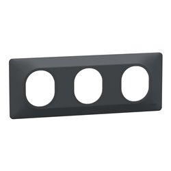 Plaque de finition Ovalis entraxe 71 mm S340706 anthracite 3 postes horizontal
