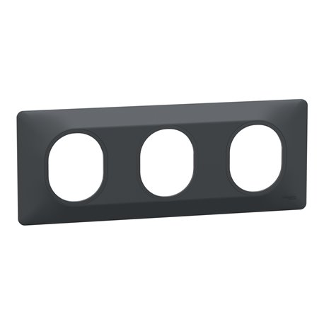 Plaque de finition Ovalis entraxe 71 mm S340706 anthracite 3 postes horizontal Plaque de finition Ovalis entraxe 71 mm S340706 anthracite 3 postes horizontal