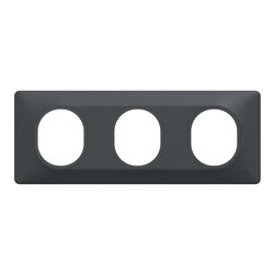 Plaque de finition Ovalis entraxe 71 mm S340706 anthracite 3 postes horizontal