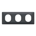 Plaque de finition Ovalis entraxe 71 mm S340706 anthracite 3 postes horizontal