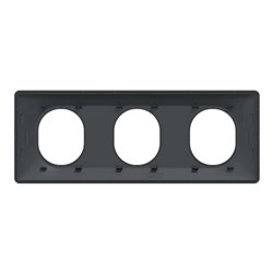 Plaque de finition Ovalis entraxe 71 mm S340706 anthracite 3 postes horizontal