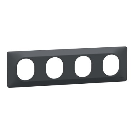 Plaque de finition Ovalis entraxe 71 mm S340708 anthracite 4 postes horizontal