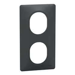 Plaque de finition Ovalis entraxe 71 mm S340724 anthracite 2 postes vertical