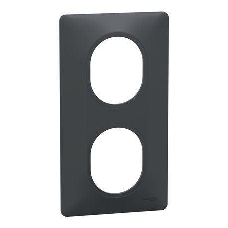 Plaque de finition Ovalis entraxe 71 mm S340724 anthracite 2 postes vertical Plaque de finition Ovalis entraxe 71 mm S340724 anthracite 2 postes vertical