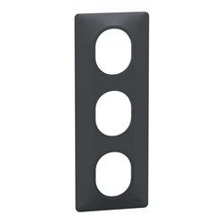 Plaque de finition Ovalis entraxe 71 mm S340726 anthracite 3 postes vertical