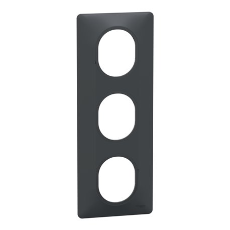 Plaque de finition Ovalis entraxe 71 mm S340726 anthracite 3 postes vertical Plaque de finition Ovalis entraxe 71 mm S340726 anthracite 3 postes vertical
