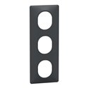 Plaque de finition Ovalis entraxe 71 mm S340726 anthracite 3 postes vertical