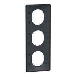 Plaque de finition Ovalis entraxe 71 mm S340726 anthracite 3 postes vertical