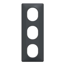 Plaque de finition Ovalis entraxe 71 mm S340726 anthracite 3 postes vertical