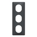 Plaque de finition Ovalis entraxe 71 mm S340726 anthracite 3 postes vertical