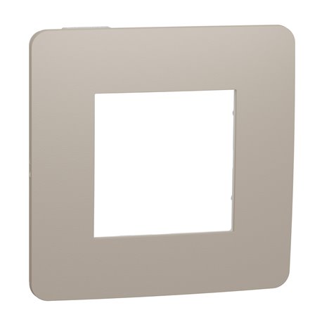 Plaque de finition Unica Studio Color NU280226 Taupe liseré Blanc 1 poste Plaque de finition Unica Studio Color NU280226 Taupe liseré Blanc 1 poste