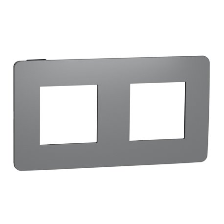 Plaque de finition Unica Studio Color NU280422 Gris foncé liseré Anthracite 2 postes Plaque de finition Unica Studio Color NU280422 Gris foncé liseré Anthracite 2 postes