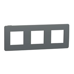 Plaque de finition Unica Studio Color NU280622 Gris foncé liseré Anthracite 3 postes