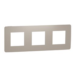 Plaque de finition Unica Studio Color NU280626 Taupe liseré Blanc 3 postes