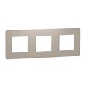 Plaque de finition Unica Studio Color NU280626 Taupe liseré Blanc 3 postes