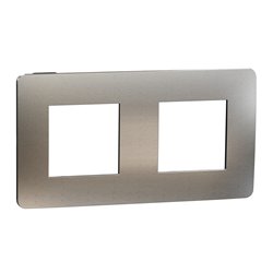 Plaque de finition Unica Studio Métal N NU280456M Aluminium liseré Anthracite 2 postes