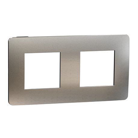 Plaque de finition Unica Studio Métal N NU280456M Aluminium liseré Anthracite 2 postes Plaque de finition Unica Studio Métal N NU280456M Aluminium liseré Anthracite 2 postes