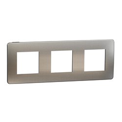 Plaque de finition Unica Studio Métal N NU280653M Black aluminium liseré Anthracite 3 postes