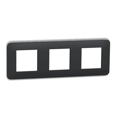 Plaque de finition Unica Pro NU400654 Anthracite 3 postes Plaque de finition Unica Pro NU400654 Anthracite 3 postes