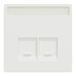 Enjoliveur prise double RJ45 S-One porte-étiquette D-Life MTN4574-6037 blanc nordic mat porte-étiquette