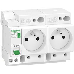 Combiné disjoncteur + 2 prises Resi9 XE R9ECS616 1P+N 16 A Courbe C