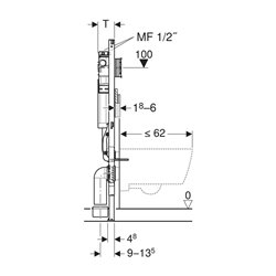 Bâti-support Duofix WC 120 cm avec réservoir à encastrer 2 alimentations d'eau HS30