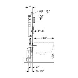 Bâti-support Duofix WC 120 cm avec réservoir à encastrer 1 alimentation d'eau HS30