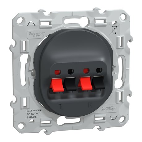 Prise haut parleur 2 sorties Ovalis S340488 Anthracite 2 sorties