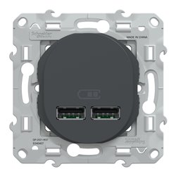 Double chargeur USB A+A 10,5W 5V 2,1 A max Ovalis S340407 Anthracite 