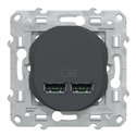 Double chargeur USB A+A 10,5W 5V 2,1 A max Ovalis S340407 Anthracite 
