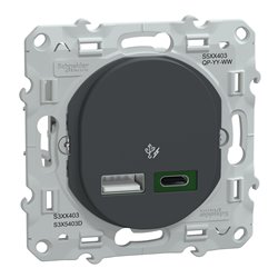 Chargeur USB type A 7,5W + type C 45W Ovalis S340403 Anthracite 