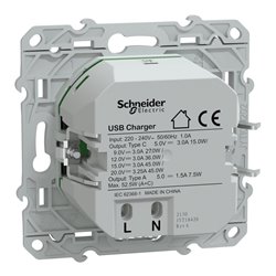 Chargeur USB type A 7,5W + type C 45W Ovalis S340403 Anthracite 