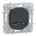 Double chargeur USB A+C 12W 5V 2,4 A max Ovalis S340401 Anthracite 