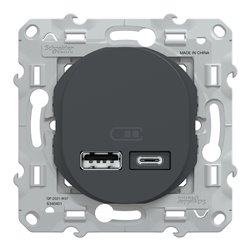 Double chargeur USB A+C 12W 5V 2,4 A max Ovalis S340401 Anthracite 