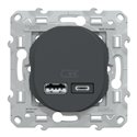 Double chargeur USB A+C 12W 5V 2,4 A max Ovalis S340401 Anthracite 