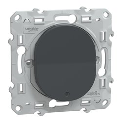 Poussoir à fermeture 10AX lumineux Led bleu Ovalis S340276 Anthracite 