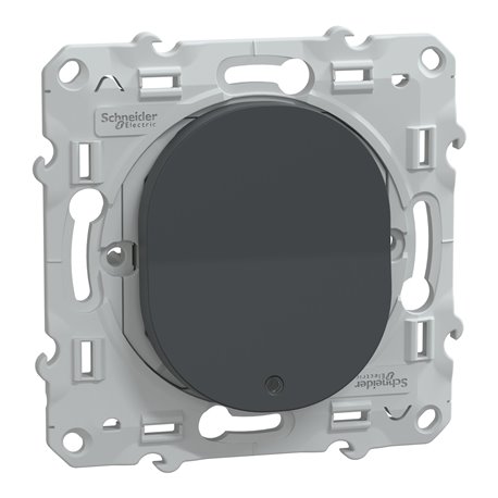 Poussoir à fermeture 10AX lumineux Led bleu Ovalis S340276 Anthracite Poussoir à fermeture 10AX lumineux Led bleu Ovalis S340276 Anthracite