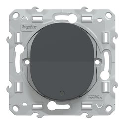 Poussoir à fermeture 10AX lumineux Led bleu Ovalis S340276 Anthracite 